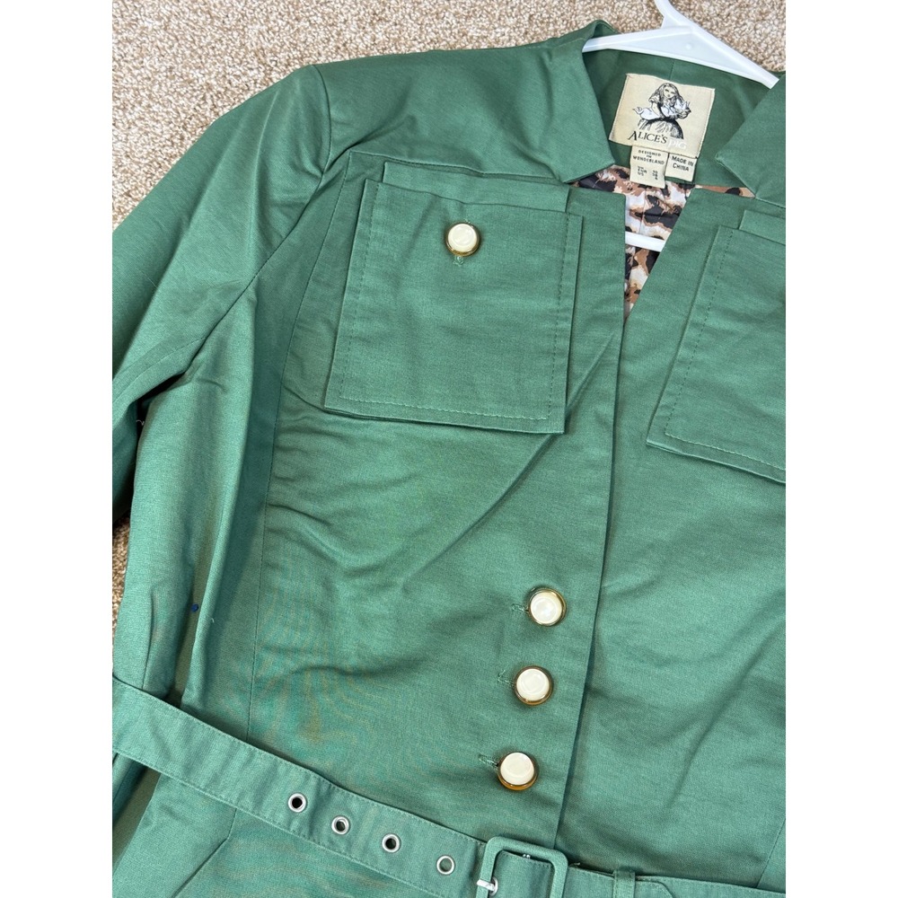 NEW Alice's Pig Polly's Parka Emerald Green Belted Jacket Leopard Lining‎ 6 Coat